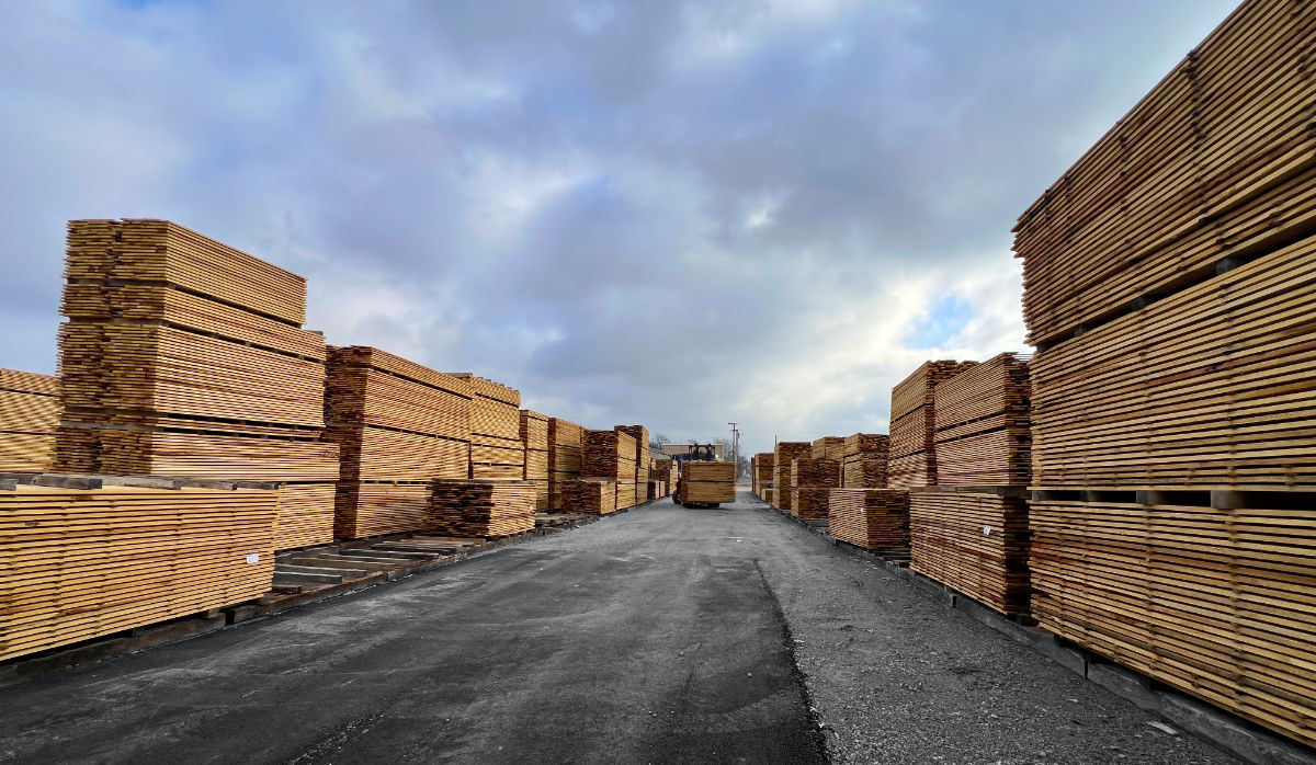 Looking south through the lumber yard.