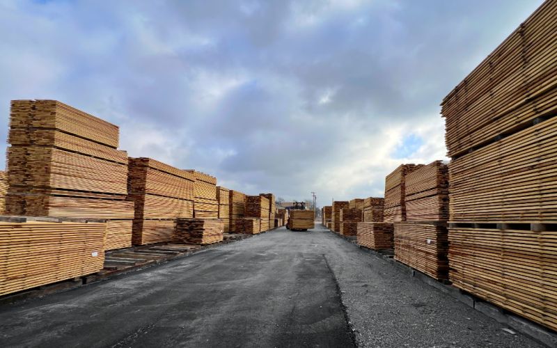 Looking south through the lumber yard.