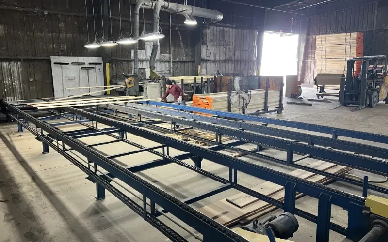 Our line 3 process feeding wood through planning.